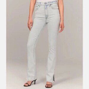 Abercrombie & Fitch The Slim Straight Ultra High Rise Slit Jeans Light Denim 26